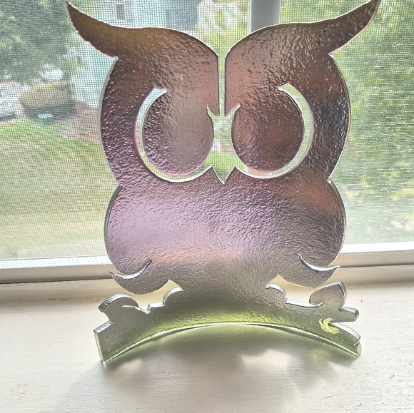 Art Glass OWL Curved 9”x 7” Iridescent Orange Vetri Di Nennella - Picture 6 of 12